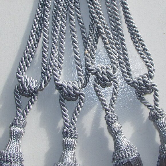 Silver Silky Curtain Tie Back Tassels x 4 - Picture 4 of 10